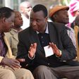 Nasa leader Raila Odinga (left) and lawyer Gitobu Imanyara consult during a past event.