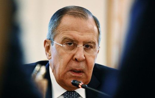 Russian Foreign Minister Sergei Lavrov speaks with his Senegalese counterpart during a meeting in Moscow on April 17, 2017