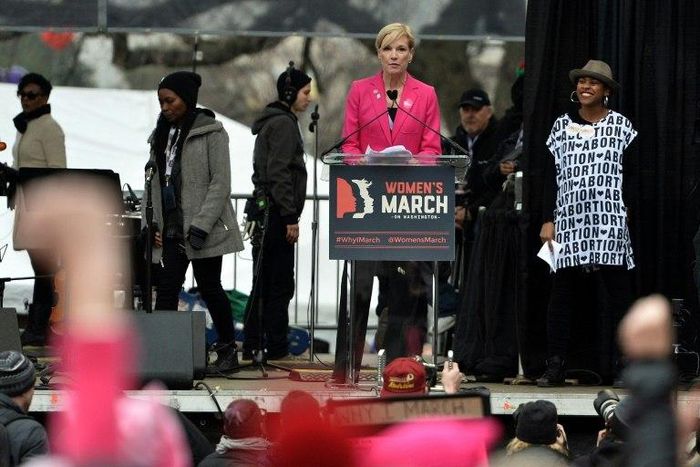 Planned Parenthood president, Cecile Richards, speaks during a protest on the National Mall in Washington, DC, for the Women's March
