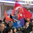 Supporters of Turkish President Recep Tayyip Erdogan at an event in Kelsterbach, Germany on Monday