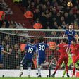 Chelsea's defender Gary Cahill (3R) jumps above Liverpool's defender Dejan Lovren (2R) as they vie for the ball during the English Premier League football match January 31, 2017
