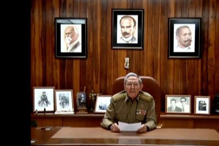 TV grab showing Cuban President Raul Castro announcing the death of his brother Fidel Castro in Havana on November 26, 2016
