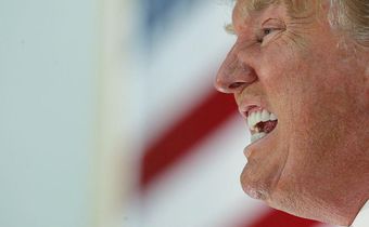 U.S. Republican presidential candidate Trump speaks at a campaign rally in Nashua