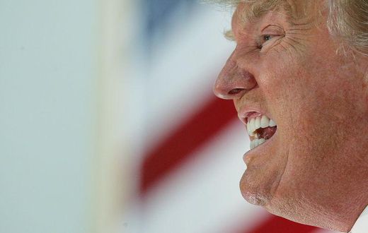 U.S. Republican presidential candidate Trump speaks at a campaign rally in Nashua