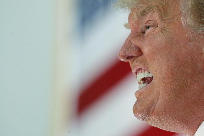 U.S. Republican presidential candidate Trump speaks at a campaign rally in Nashua