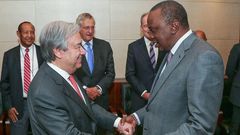 UN Secretary-General Antonio Guterres (left) and President uhuru Kenyatta agreed that Kenya would take up command of the peace keeping forces in Darfur.