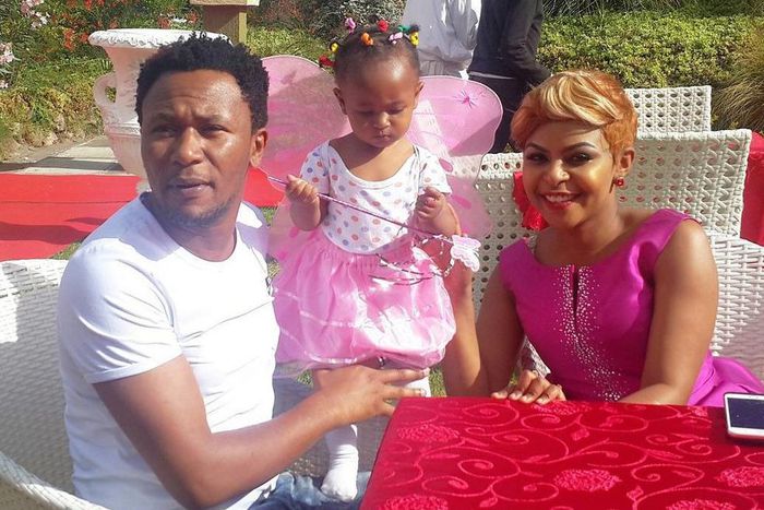 Ladasha and her parents during her party