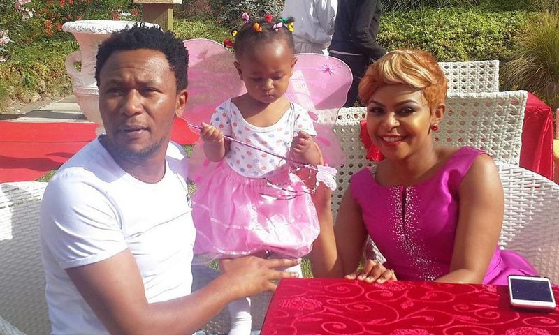 Ladasha and her parents during her party