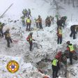 A picture released by Italy's CNSAS rescue agency shows teams working at the avalanche-hit Hotel Rigopiano