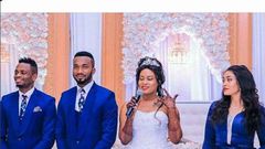 Diamond Platnumz, Romy Jones and his wife, Zari Hassan during the Wedding day