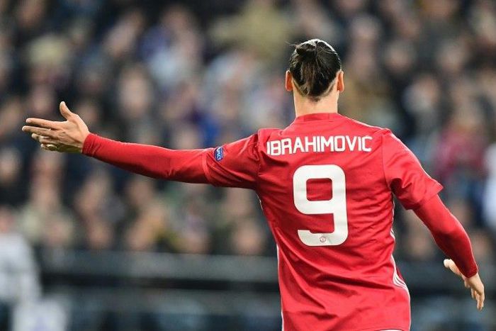 Manchester United's Zlatan Ibrahimovic pictured during the club's Europa League quarter-final first leg against Anderlecht at the Constant Vanden Stock stadium in Brussels on April 13, 2017