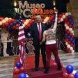 A topless Femen activist protests in front of the wax statue of US President-elect Donald Trump at the Wax Museum of Madrid on January 17, 2017