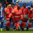 Barcelona's defender Aleix Vidal is stretchered out during the Spanish league football match Deportivo Alaves vs FC Barcelona at the Mendizorroza stadium in Vitoria on Feburary 11, 2017