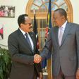 President Uhuru Kenyatta with Somali President Mohamed Farmaajo‏ during a past meeting in Nairobi (Twitter)