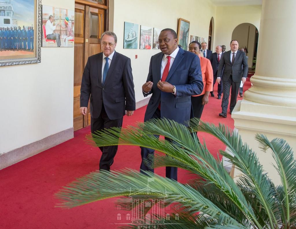 President Uhuru Kenyatta with Russian President's Special Envoy for the Middle East and Africa, Mr Mikhail Bogdanov1