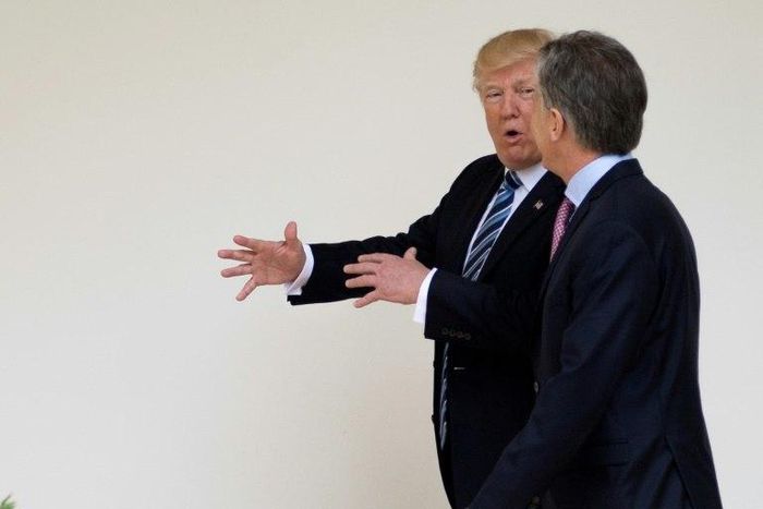 Donald Trump was hosting Argentine President Mauricio Macri as Venezuela's leftist president prepares to withdraw from the Organization of American States