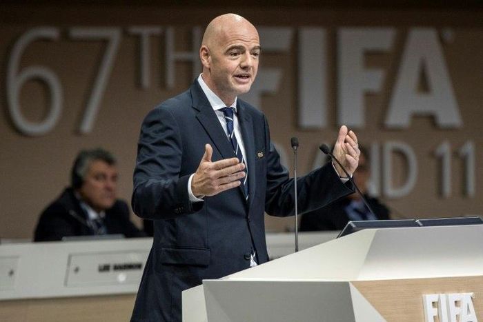 FIFA President Gianni Infantino speaks during the 67th FIFA Congress in the Bahraini capital Manama, on May 11, 2017