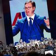 Aleksandar Vucic, speaking here during a pre-election rally of his Serbian Progressive Party, hopes to win a five-year term as president outright