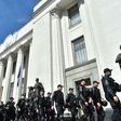Police officers on duty outside Ukraine's parliament in Kiev on May 18, 2017