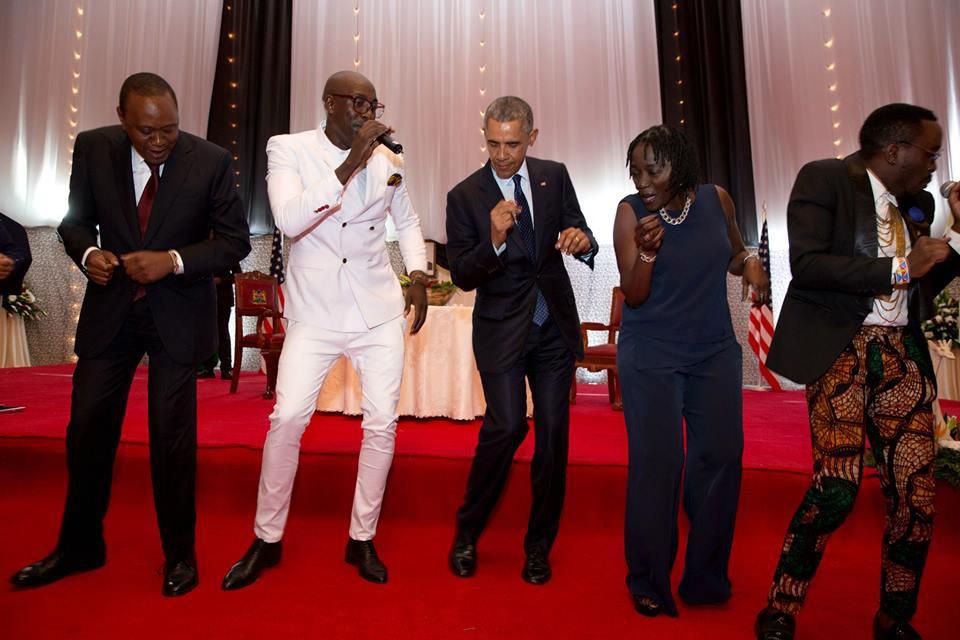 President Uhuru Kenyatta  with Sauti Sol and Obama