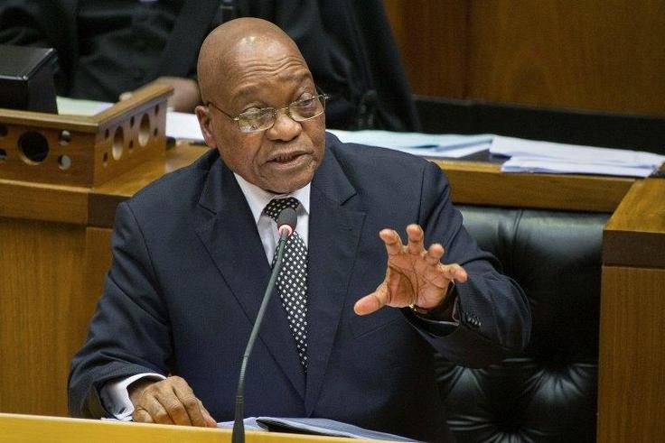 South African President Jacob Zuma addresses lawmakers during a parliamentary session in September 2016