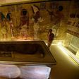 The golden sarcophagus of King Tutankhamun displayed in his burial chamber in the Valley of the Kings, close to Luxor