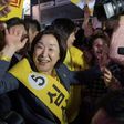 South Korean politician Sim Sang-Jeung, the only female candidate to succeed disgraced former president Park Geun-Hye, attends a campaign rally in Seoul