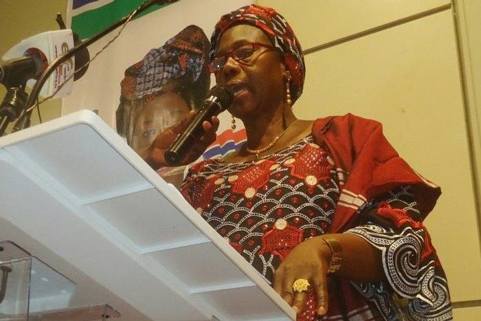 Gambia's first-ever female presidential candidate Issatou Touray, seen in September 2016, said ehw ants to offer her "unflinching support and cooperation" to the coalition of opposition parties in the country's December 1 election