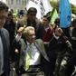 Ecuador's President-elect Lenin Moreno (C) greets supporters at the Plaza Grande in Quito on April 3, 2017