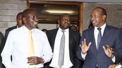 File image of DP Ruto with Kipchumba Murkomen and Aden Duale