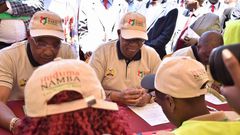 PS Karanja Kibicho and Nyandarua Governor Francis Kimemia during the pilot phase of Niims at Nyandarua (Twitter)