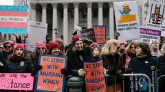 For third women's march, smaller crowds and some frayed edges