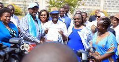 Wiper party leader Kalonzo musyoka hands over nomination ticket to Julius Mawathe for the Embakasi South national assembly seat (Twitter)