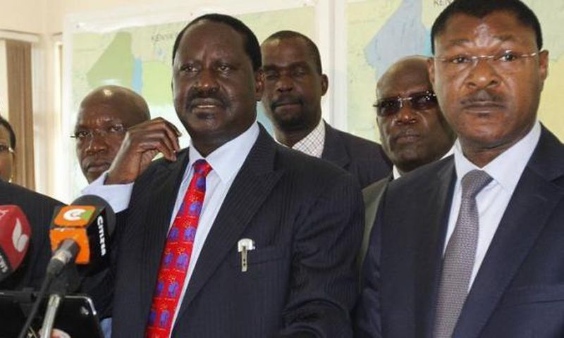 Opposition leaders Kalonzo Musyoka (Left), Raila Odinga and Moses Wetangula