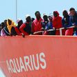 The Aquarius rescue Ship run by NGO S.O.S. Mediterranee and Medecins Sans Frontieres arrives in the port of Salerno on May 26 2017