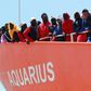 The Aquarius rescue Ship run by NGO S.O.S. Mediterranee and Medecins Sans Frontieres arrives in the port of Salerno on May 26 2017