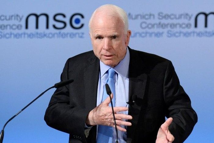 US senator John McCain speaks on the first day of the 53rd Munich Security Conference (MSC) at the Bayerischer Hof hotel in Munich, southern Germany, on February 17, 2017