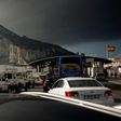 Vehicles queue at the border of the British Colony of Gibraltar in La Linea de la Concepcion on April 6, 2017