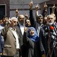 Ismail Haniya (R-2), leader of the Palestinian Islamist movement Hamas, gives a press conference in Gaza City on May 11, 2017, announcing the arrest of the suspected killer of one of its key military commanders, Mazen Faqha