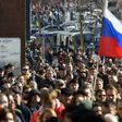 Protesters walk along Moscow's Tverskaya street during an unauthorised anti-corruption rally on March 26, 2017
