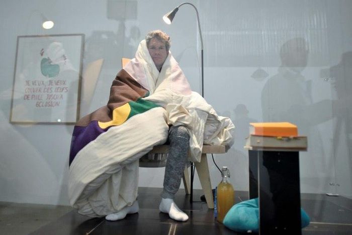 Abraham Poincheval plans to sit on a dozen eggs until they hatch in three to four weeks