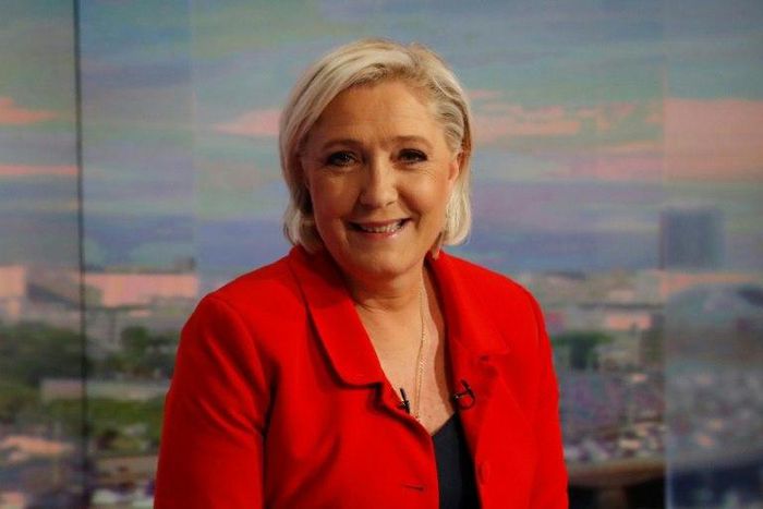 French far-right leader Marine Le Pen poses prior to a television interview in which she said she would stand in legislative elections next month