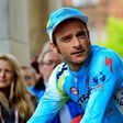 In 2014, Michele Scarponi of the Astana team pictured at the 97th Giro d'Italia