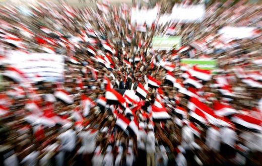Supporters of the rebel Huthis and ex-president Ali Abdullah Saleh mark two years since the Saudi-led coalition intervened in Yemen, in Sanaa on March 26, 2017