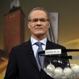 UEFA deputy secretary general Giorgio Marchetti waits to hold the draw for the round of 16 of the UEFA Europa League football tournament in Nyon on February 24, 2017