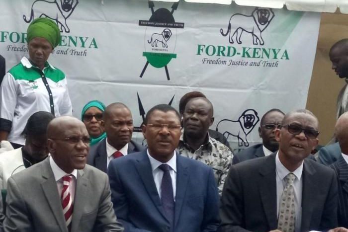 File image of Bonny Khalwale, Moses Wetangula and Esseli Simiyu. Ford Kenya has distanced itself from any deal with DP Ruto