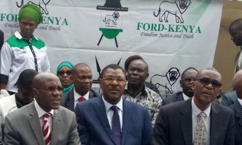 File image of Bonny Khalwale, Moses Wetangula and Esseli Simiyu. Ford Kenya has distanced itself from any deal with DP Ruto
