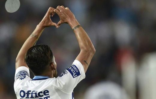 Pachuca's Franco Jara celebrates after scoring a goal against Tigres during their CONCACAF Champions League final match, at the Hidalgo stadium in Pachuca, Mexico, on April 26, 2017