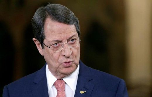 Cypriot President Nicos Anastasiades talks during a televised news conference at the presidential palace in Nicosia on May 22, 2017