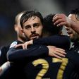 Monaco's Bernardo Silva (L) celebrates with teammates after scoring a goal against Nancy during their French Ligue 1 football match on May 6, 2017 in Tomblaine, eastern France